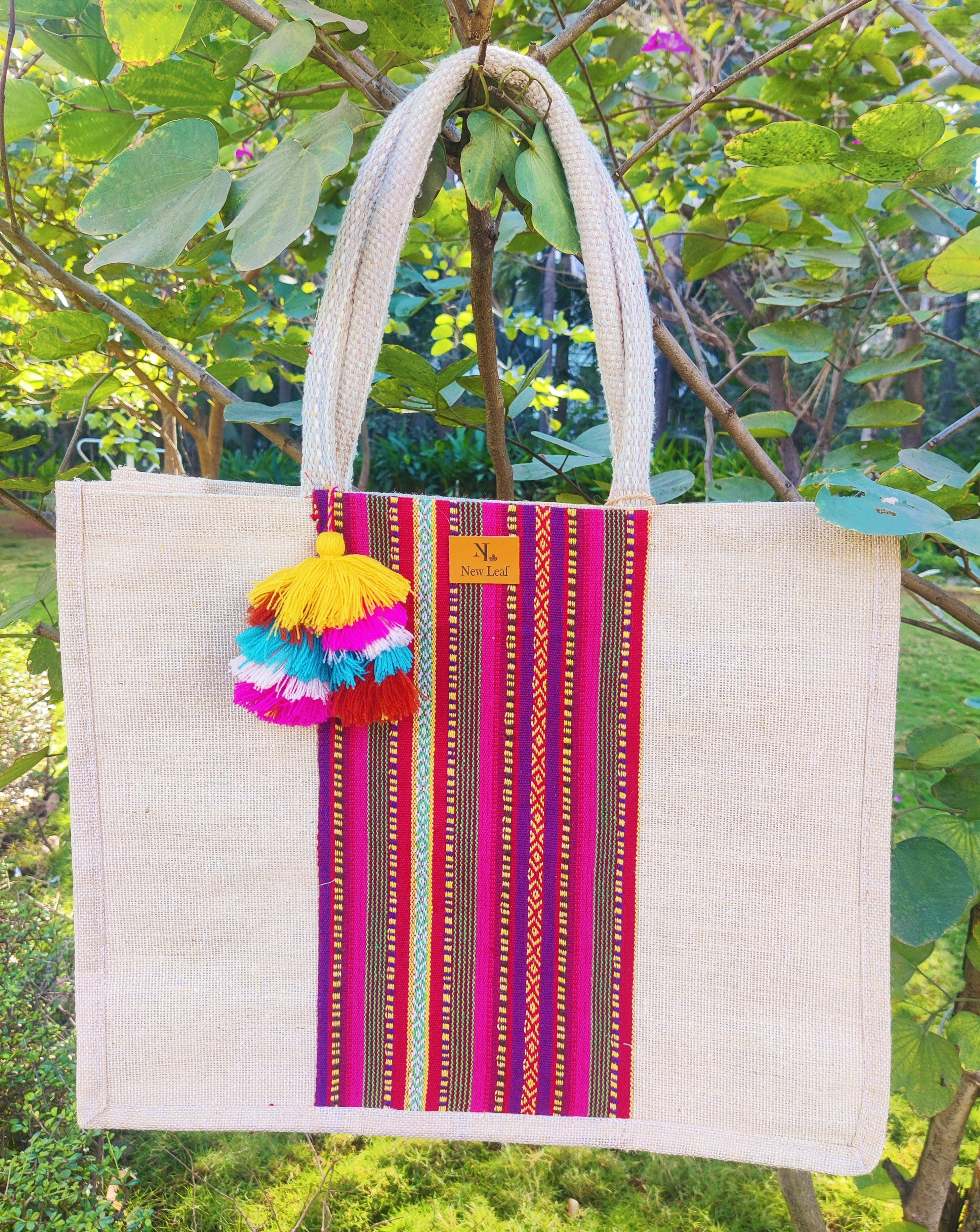 Sweet but Sour Colorful Jute Bag- Large – New Leaf